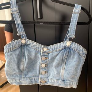 PacSun Blue Denim Crop Top with buttons